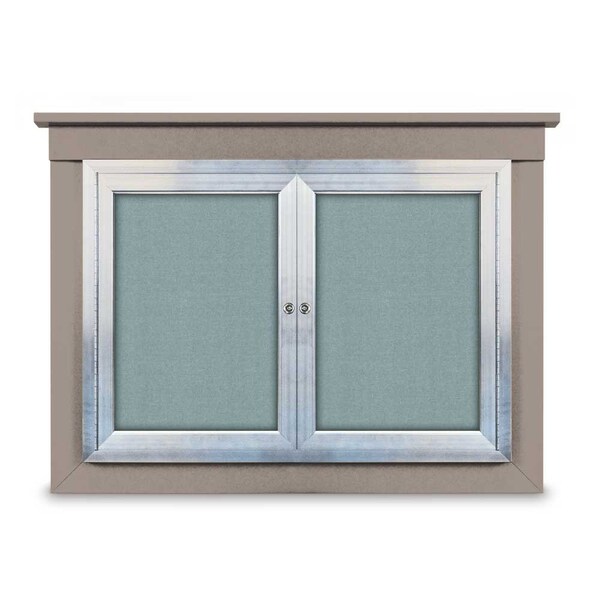 36"x36" 1-Door Enclosed Letterboard, Header, Grey Felt/Cherry